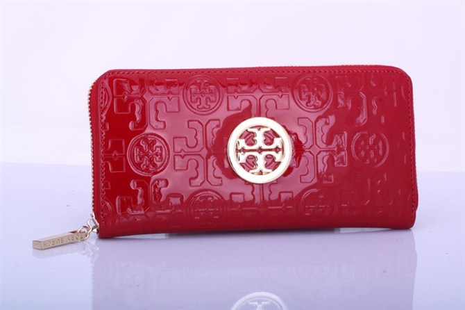 Tory Burch Embossed Lux Patent Leather Continental Wallet Red